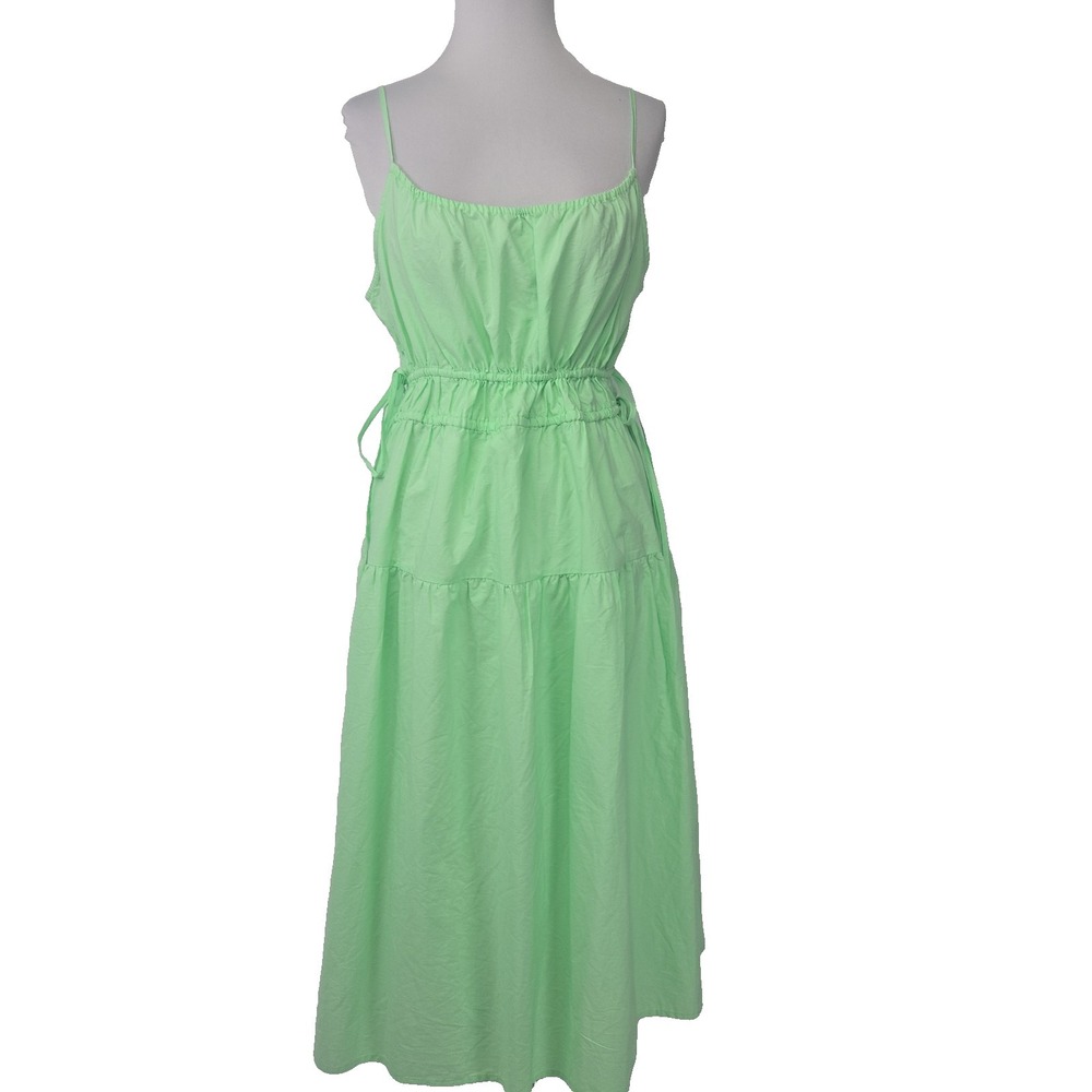 Universal Thread XL Sunkissed Green Poplin Cotton Spaghetti Strap MIDI Dress New